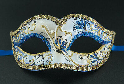 Mask from Venice Colombine Blue Golden for Child Or Small Face 1361 V18