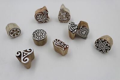 Juego de 9 bloques de impresión de madera para hacer sellos de tela