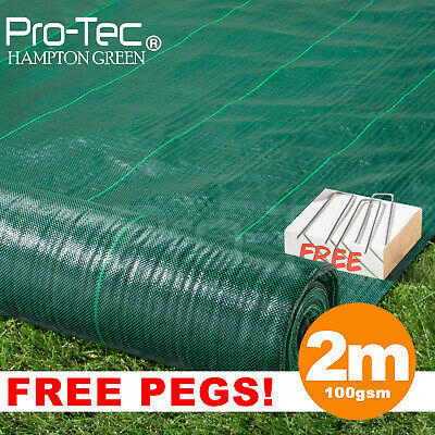 2m green 100gsm weed control fabric ground cover membrane landscape garden mulch