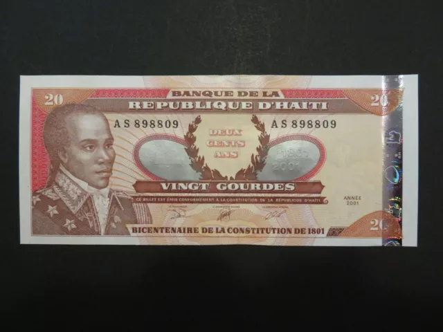 Haiti Banknote 20 Gourdes 2001 fast kassenfrisch (AU) Gedenkausgabe