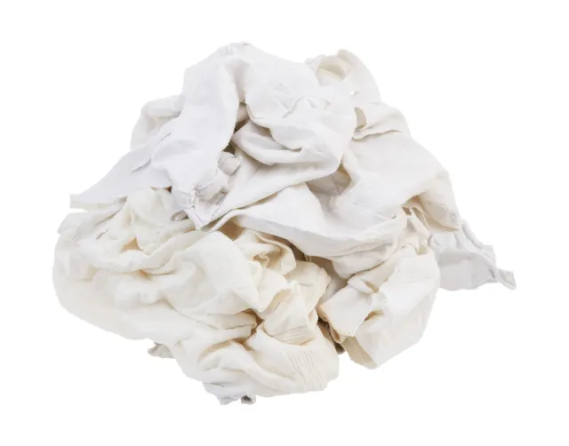 Buffalo Industries (10524) Absorbent White Recycled T-Shirt Cloth Rags - 25 l...