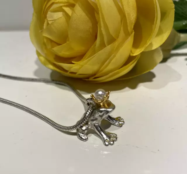 Froschkönig Halskette verstellbar mit Perle 50 plus 6 cm lang