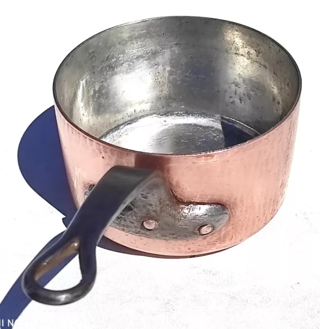 Vintage 6.5inch French Copper Saucepan Hammered Walls Mint Tin Lining 2mm 4lbs