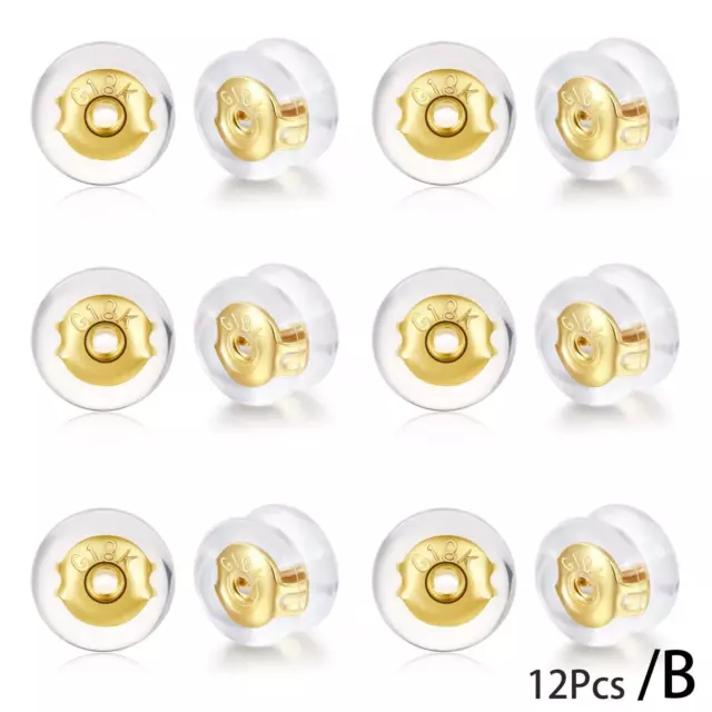 12X LOCKING SECURE Earring Backs For Studs, Silicone S0W2 Silver-Ea Backs  X49C $3.38 - PicClick AU