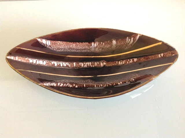 Vide poche en ceramique couleur chocolat  par Jasba / vintage années 60-70