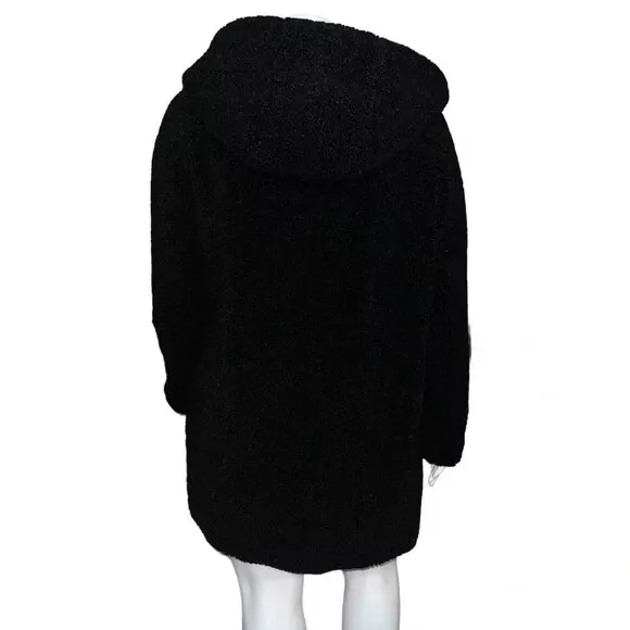 ANDREW MARC NEW York Womens Seneca Faux-Fur Hooded Teddy Coat Black ...