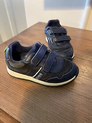 Hugo Boss Infant Boys  25 Uk 7.5 Trainers Navy Blue Leather Shoes Trainers