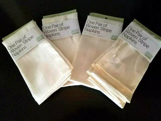 "Nuevas servilletas de marfil tejidas a rayas Martha Stewart 4 unidades 19""x 19"