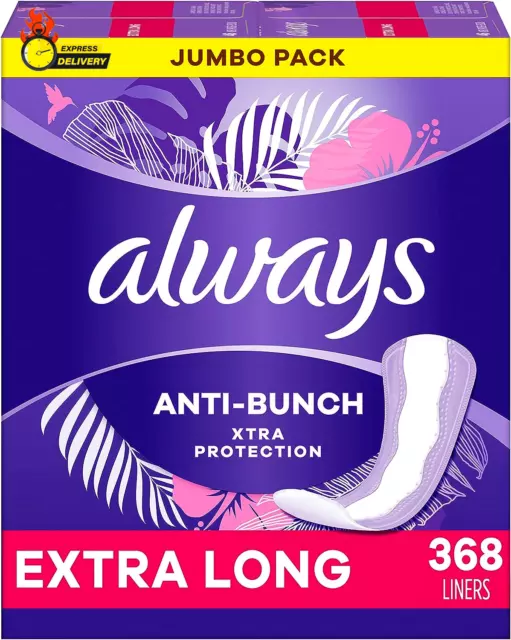 Anti-Bunch Xtra Protection, Panty Liners for Women, Extra Long Length, Unscented