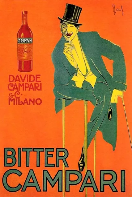 Poster Manifesto Locandina Pubblicità Aperitivo Stampa Vintage Bitter Campari