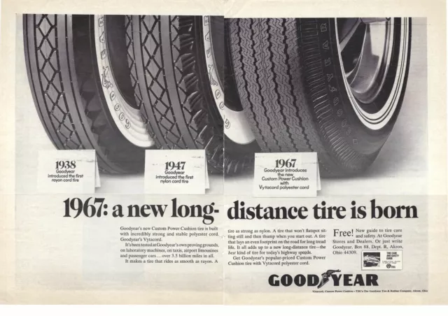 1967 Goodyear Custom Power Cushion Tires Vintage Magazine Print Ad/Poster