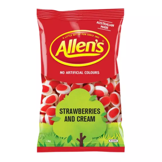 Allens Strawberries And Cream 1.3kg Halloween Treats Party Favours Candy Buffet