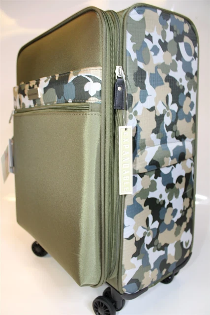 Samantha Brown NEW Olive Geo Camo 2PC Set Carry On/Tote Bag Luggage S7655-35-2PC 11