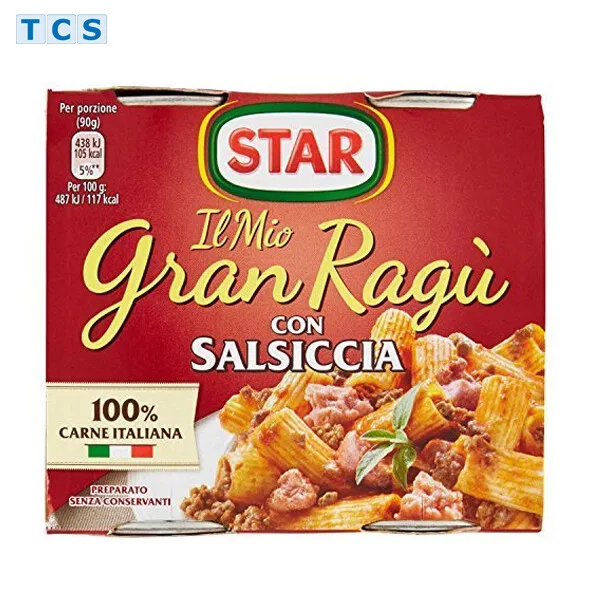 STAR Gran Ragu con Salsiccia - Salsa di carne macinata con Salsiccia, 21x180 g