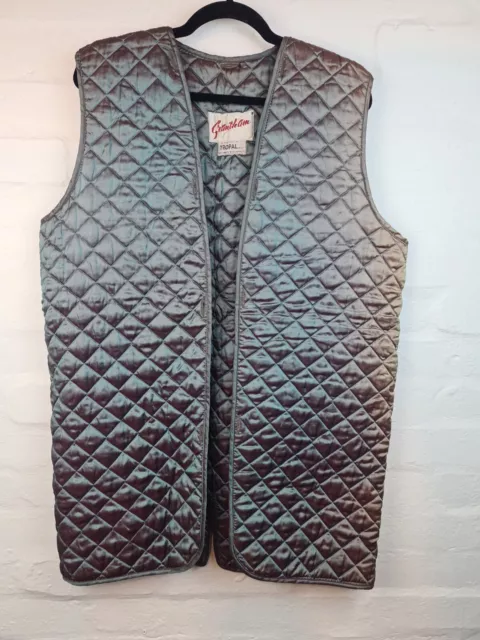 Vintage 1950s Grantham Green Gilet Womens Bodywarmer Large Tropal Quilted