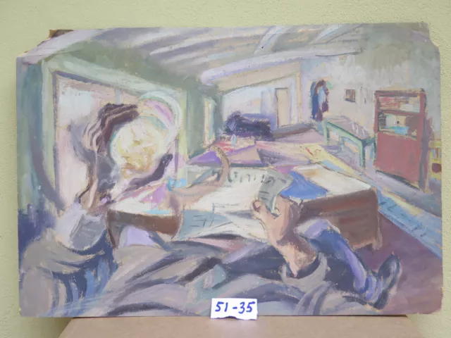 Quadro Del Novecento Veduta In Soggettiva Del Pittore Nel Suo Studio Anni '60 2