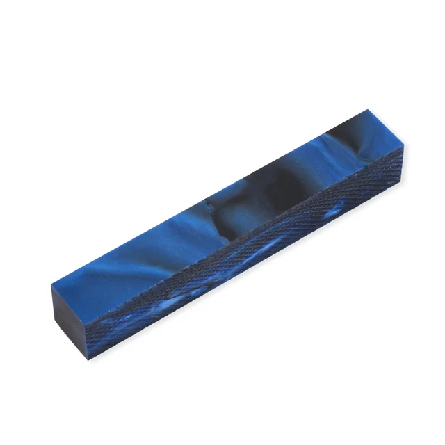 Pluma de acrílico en blanco, azul perla con líneas negras, un solo blanco, torneado en madera heredado