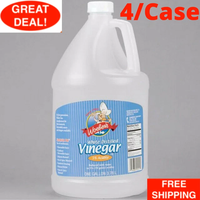 (4/CASE) 1 GALLON Distilled White Vinegar Gluten Free Bulk Wholesale