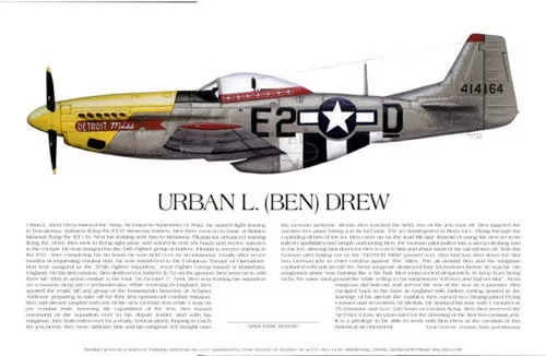 "P-51 Ace Urban 'Ben' Drew" - Ernie Boyette Aviation Art