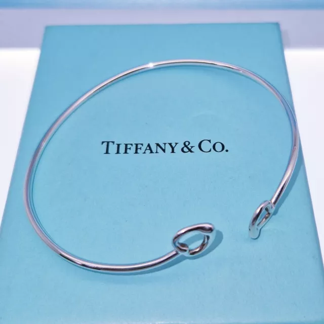 Tiffany & Co Solid Sterling Silver Elsa Peretti Open Heart Wire Cuff Bracelet