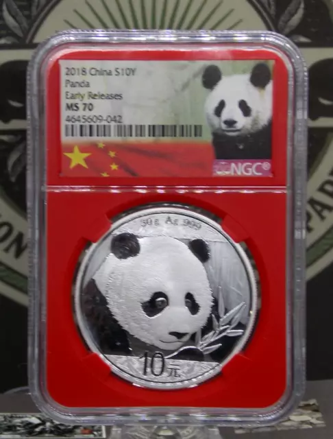 2018 China Silver 30g .999 **PANDA** 10yn NGC MS70 Early Release #042 ECC&C, Inc