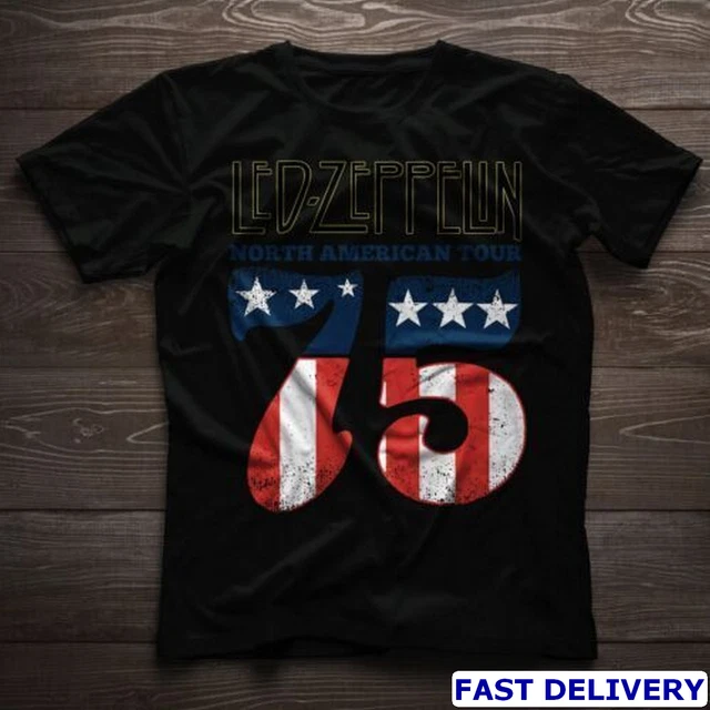 LED ZEPPELIN 1975 NORTH AMERICAN TOUR T-SHIRT Size S-5XL ROCK BAND COTTON TEE