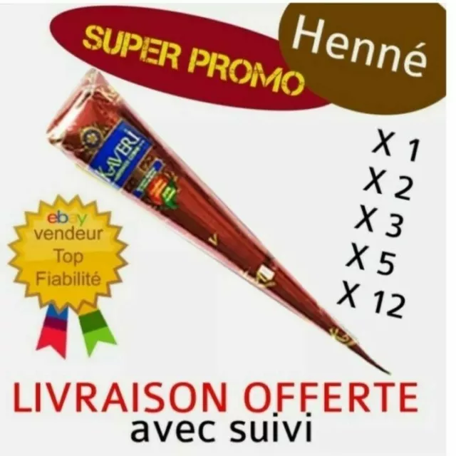 🇨🇵 Cone de henné henna KAVERI Marron 🚚 Livraison suivi OFFERTE ✅ PROMO