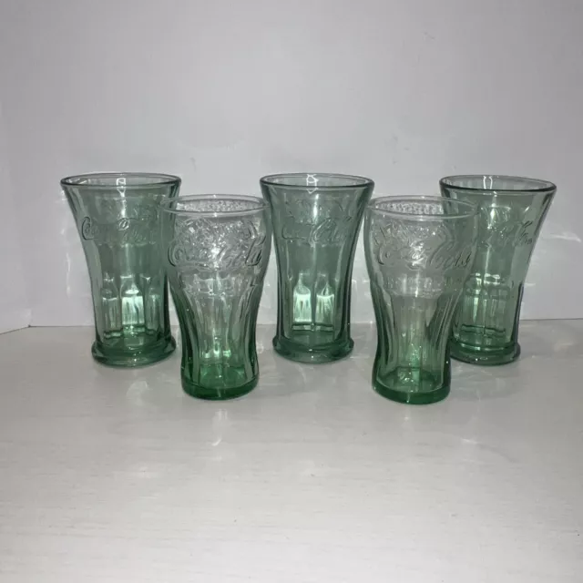 Coca Cola Georgia Green Flare Glass Libbey Lot Of 5