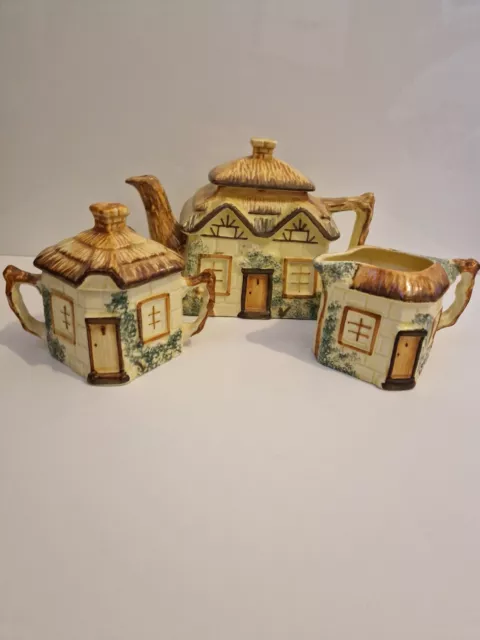 Vintage Keele St Pottery Cottageware Tea Set - Teapot,  Sugar Bowl, Creamer