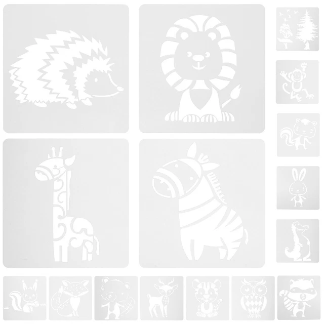 Lot De 4 Pochoirs Dessin Animaux Pour Enfants – Plastique Transparent, Règle 15 Cm – Modèles De Peinture, Fête, Activités Créatives - 8