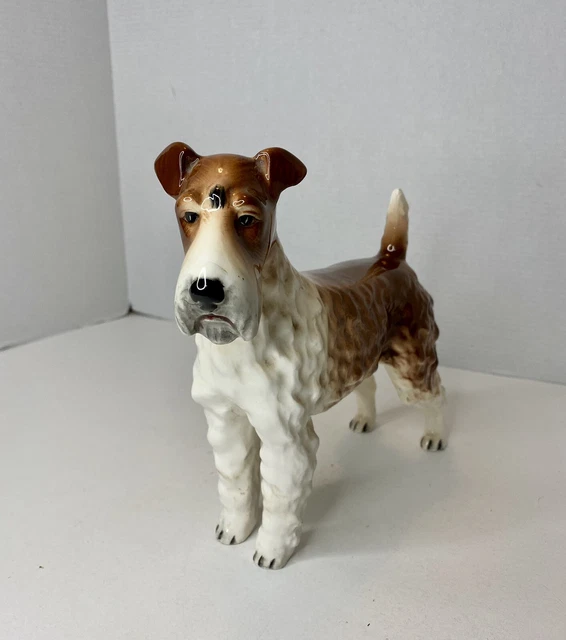 Vintage Wire Hair Fox Terrier Figure Porcelain Ceramic Dog Figurine Japan