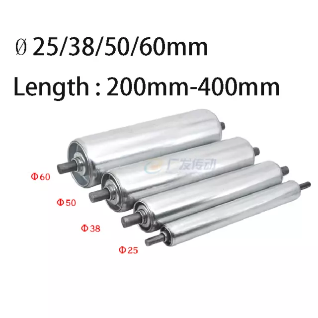 Ø25/38/50/60mm Verzinkt Tragrollen Rollenbahn Förderbandrollen Länge 200mm-400mm