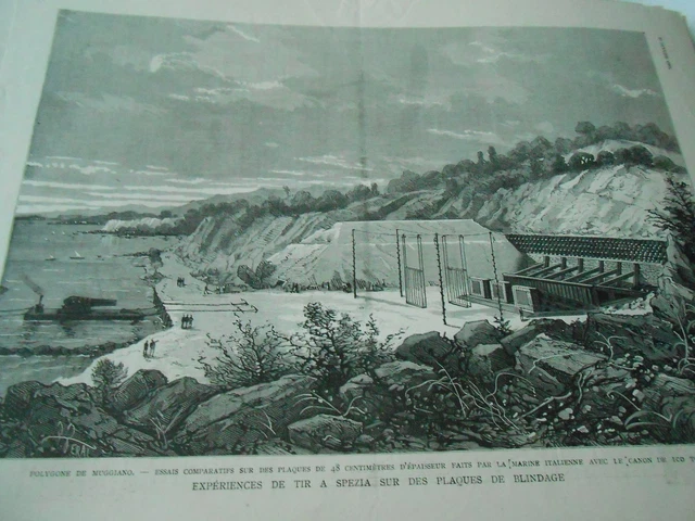 1883 Engraving - Spezia Shooting Experiences on Armor Plates