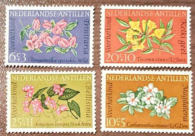 1964 Netherlands Antilles Set Of 4 Stamps - Flowers / Child Welfare - MNH