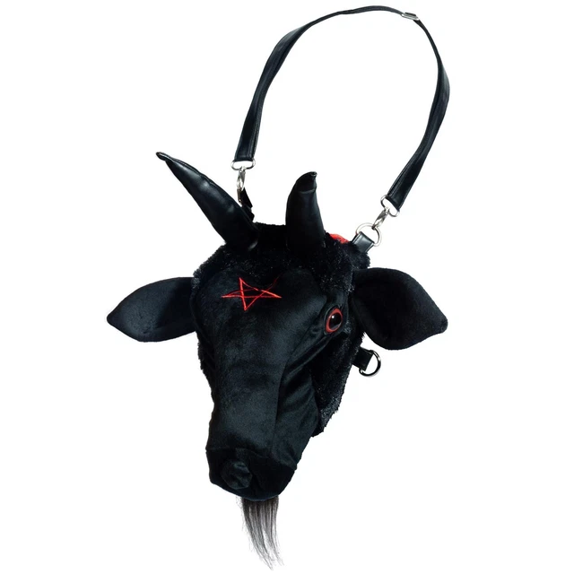 Sac à main peluche noire Kreepsville 666 Baphomet sac à bandoulière sac à dos convertible neuf avec étiquettes 2