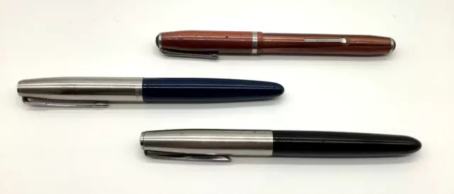 Lot Of 3 Vintage Fountain Pens - Esterbrook J Series - Parker 21 & Vacumatic