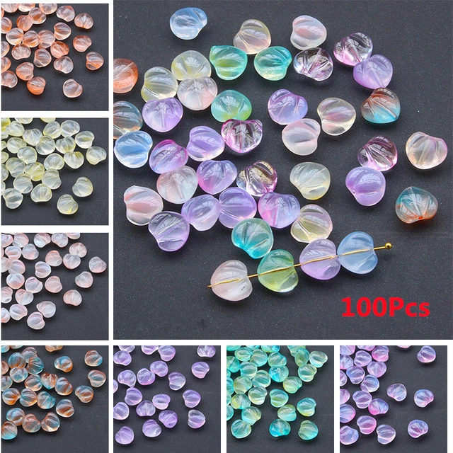 CHOOSE COLOR 100Pcs 10x12mm Czech Lampwork Glass Peach Heart Pressed Beads HT186