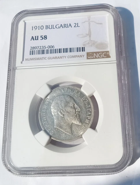 Bulgaria 2 leva 1910 AU 58 NGC 