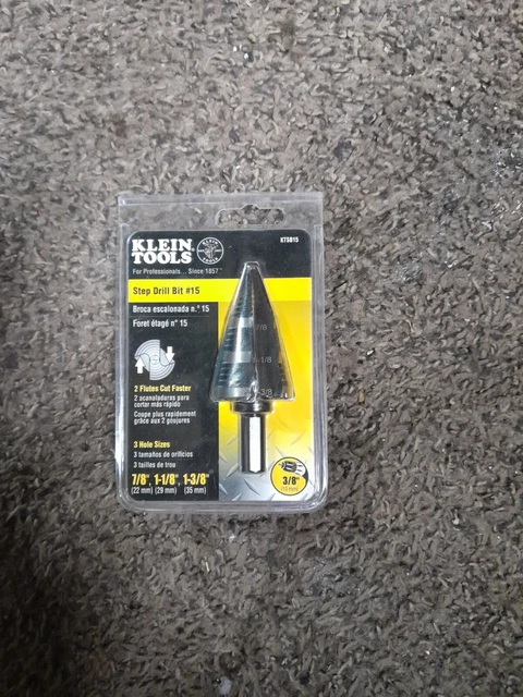 Klein Tools KTSB15 Step Drill Bit #15   7/8", 1-1/8", 1-3/8" NEW