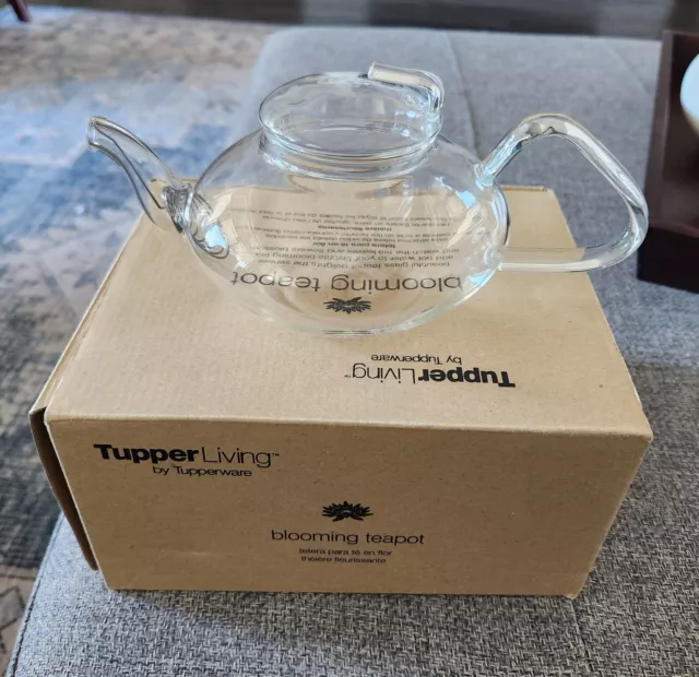 Tupperware TupperLiving Blooming Teapot Glass 17oz Pot New Opened Box