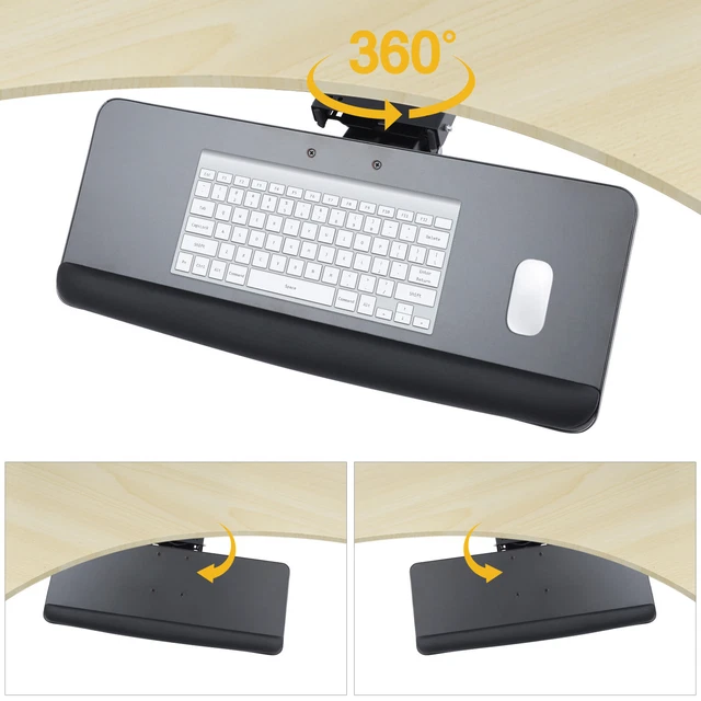 Under Desk Keyboard Drawer Tray w/ Mouse Platform Tray Easy-Glide Sliding Home