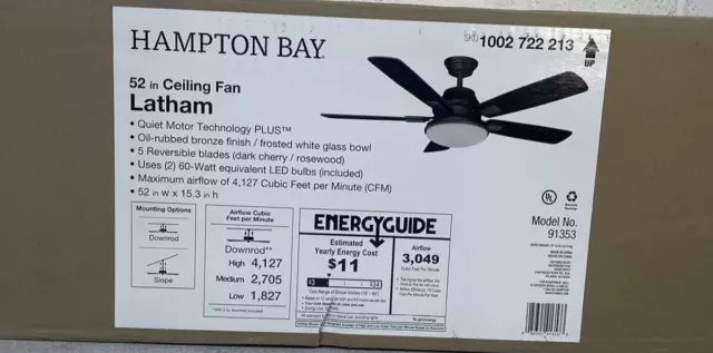 Hampton Bay Latham 52 in. LED Indoor Oil Rubbed Bronze Ceiling Fan with Light