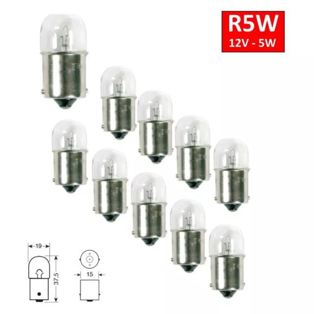 10 x Glühbirne BA15s Fassung Sockel 12V 5W Lampe Autolampe Kugellampe Birnen