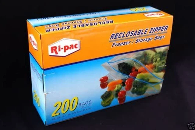 200 Gallon Size 10-9/16x11" Zip Lock Reclosable Freezer Storage Bags Zipper
