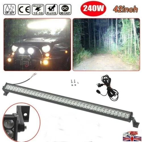 Barra luminosa da lavoro auto 42" punto alluvione fuoristrada 12 V-24 V 240 W con cablaggio