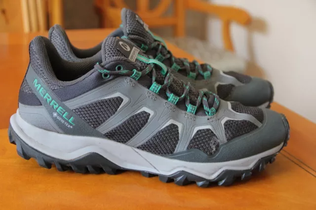 Merrell waterproof  Fiery Gotetex walking shoes uk 6 eu 39 Grey  green details