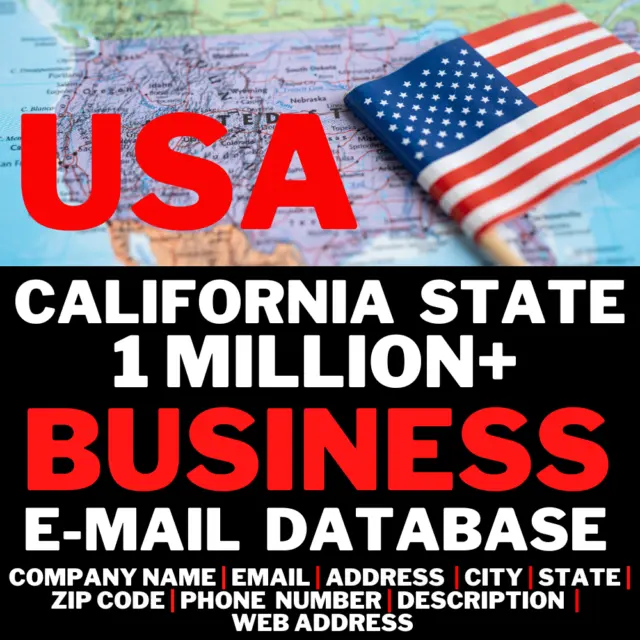 USA California State Business Email Database 1-Million+ USA CA State Email lists