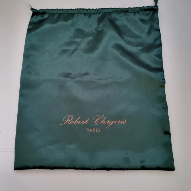 Robert Clergerie Shoe Dust Bag Emerald Green Satin Drawstring Designer