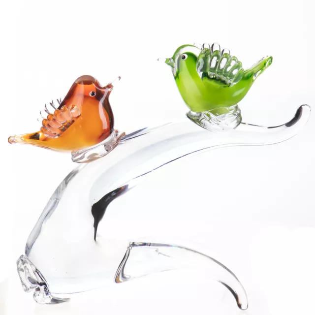 Glasfigur Vögel Skulptur Kristall Glas Statue Luxus Murano Stil Dekofigur