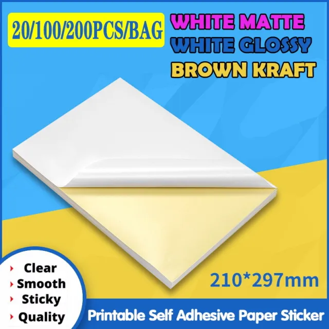 A4 Self Adhesive Sticker Paper Sheet Label Laser Inkjet Print Mailing Address AU